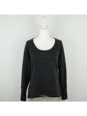 Athleta No Sweatin' It Women's Small Black Gray Knit Scoop Neck Sweatshirt